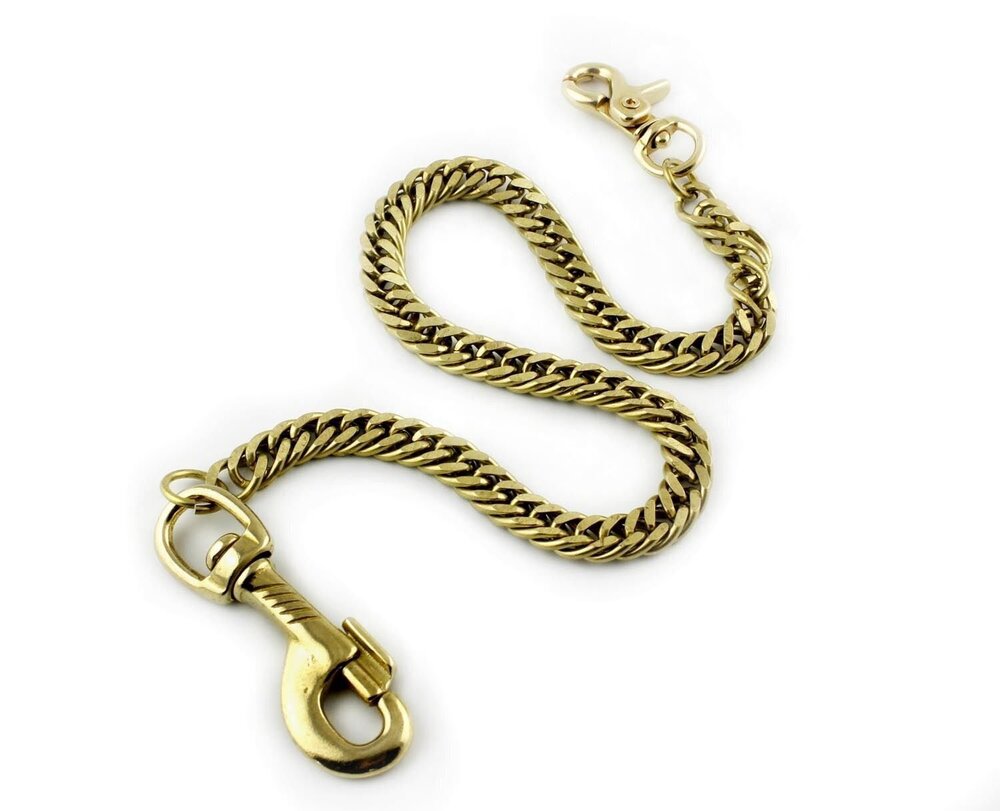 7571 Solid Brass Gold Wallet Chain Biker Trucker Chopper Gothic Heavey Duty